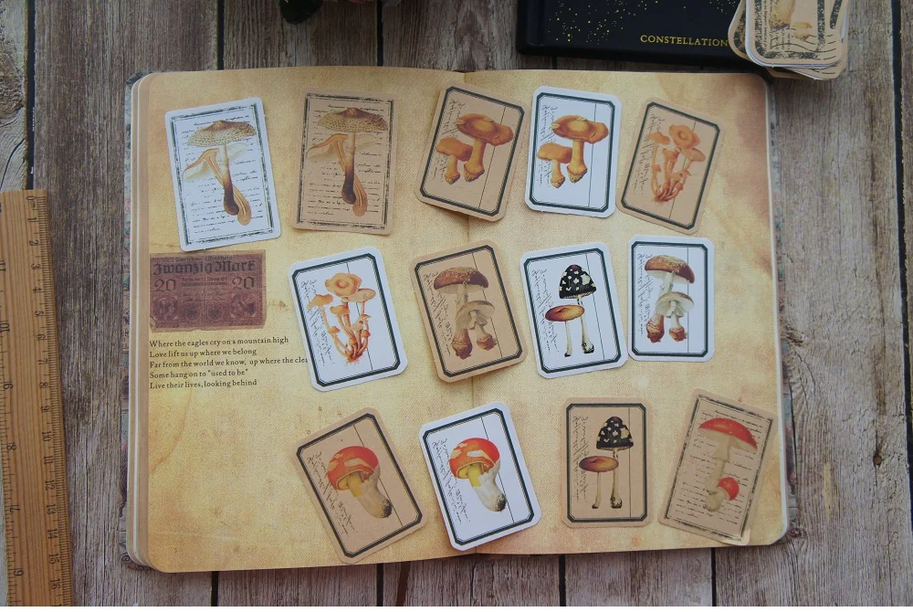 38pcs Retro Mushroom Stamps Style Paper Sticker Scrapbooking DIY Gift Packing Label Decoration Tag