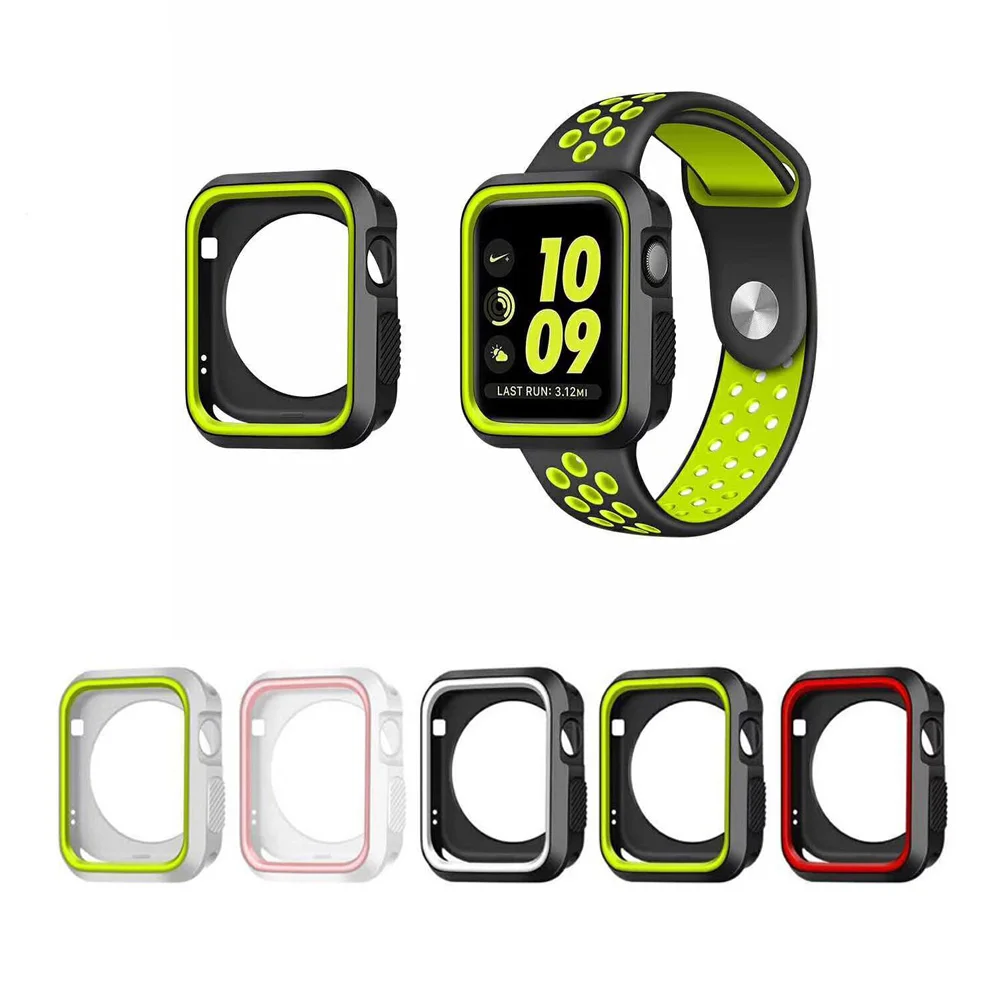 Мягкий силиконовый бампер из ТПУ с покрытием для Apple Watch, защитный чехол 38 мм 42 мм для iWatch Series 1 и 2 и 3