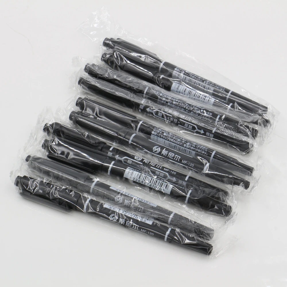 

10pcs/box Tattoo Skin Marker Pen Black Dual-Tip Thin Thick Piercing Tattoo Surgical Skin Marker Stencil Pen Free Shipping