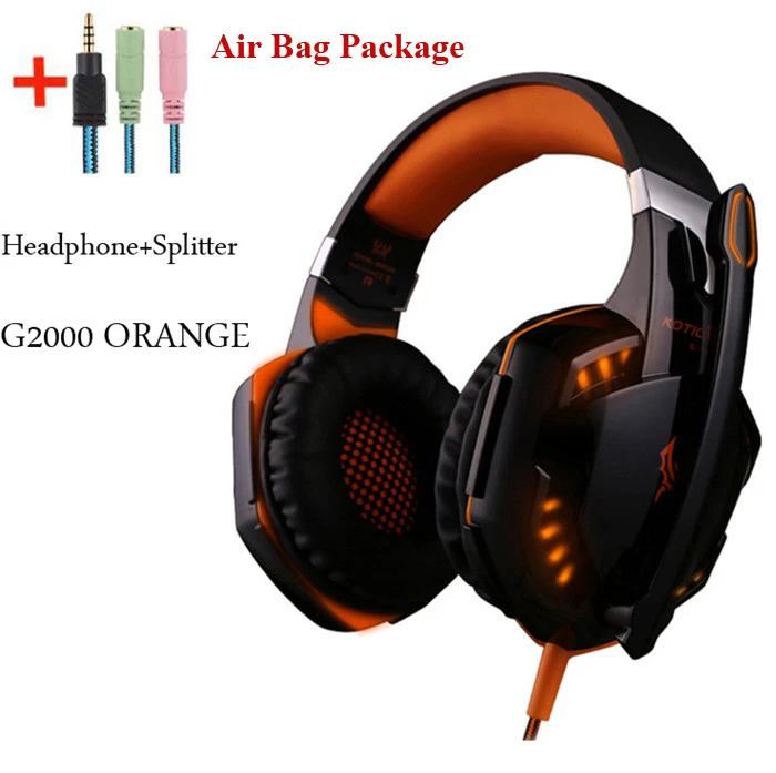 G2000 ORANGE CABLE G2000 G9000 Игровые наушники большие наушники с светильник Mic Стерео наушники глубокий бас для ПК компьютера геймера ноутбука PS4 X-BOX - Цвет: G2000 ORANGE CABLE