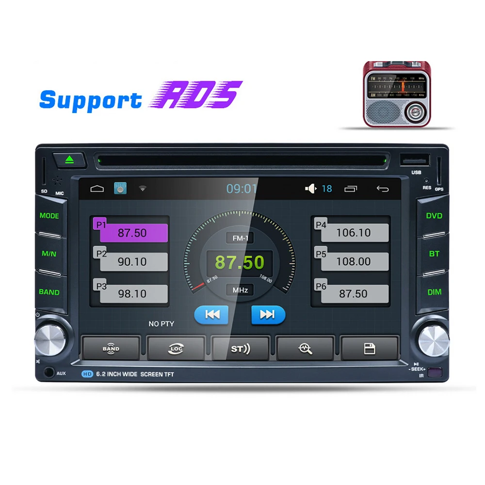 2 Din 6 &quotAndroid 0 Автомобильный мультимедийный проигрыватель dvd двухъядерный с GPS