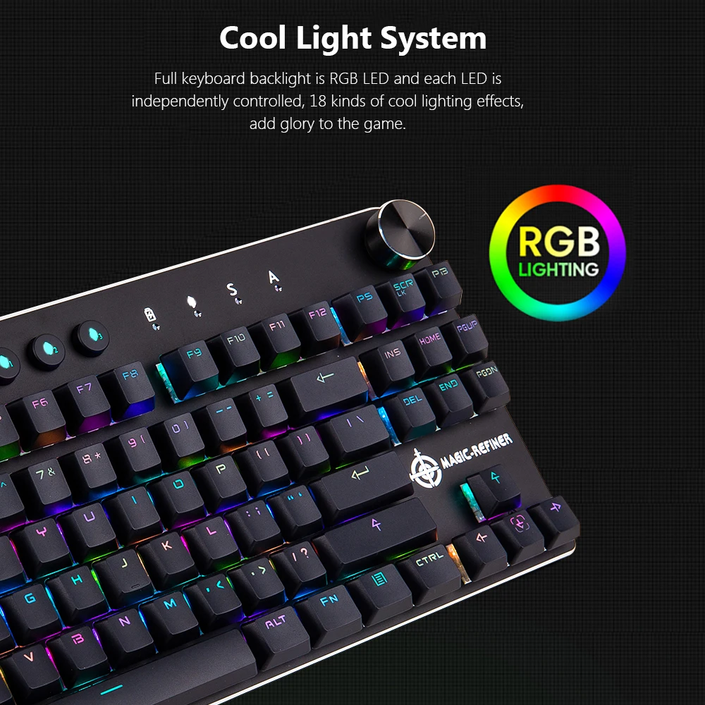 MAGIC-REFINER MK11 Механическая игровая клавиатура Проводная USB и беспроводная BT 3,0 RGB подсветка переключаемая 87 клавишная игровая клавиатура
