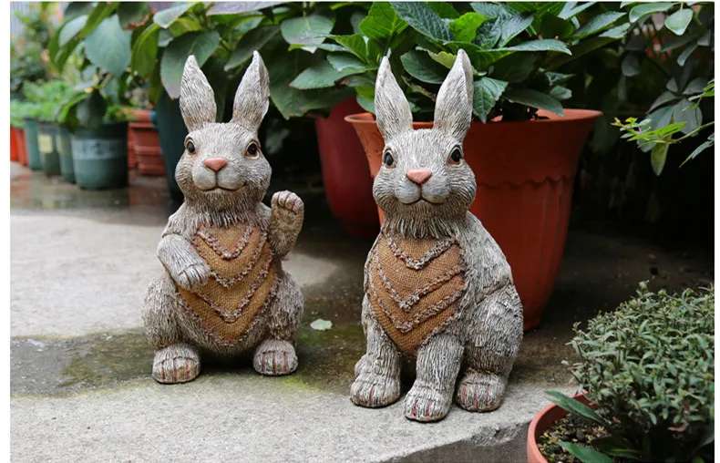 Resin Art Decoration Cartoon Sculpture Decoration Simulation Animal Rabbit Garden Decoration Outdoor Oraments