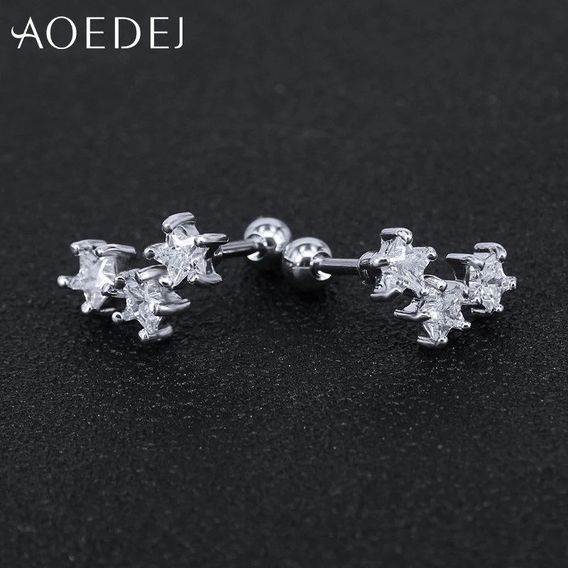 AOEDEJ кристалл звезды серьги гвоздики для Для женщин Jewelry Винтаж Большой Ясно