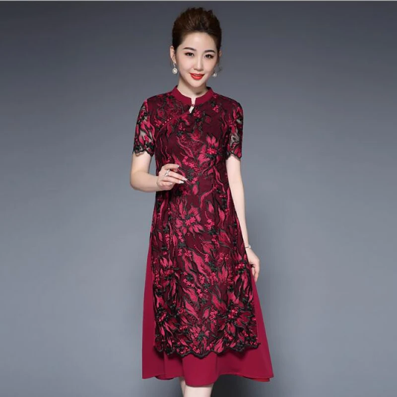 

2018 Fashion New summer dress,Plus sizes dresses Elegant women dresses mom formal long dress Free shipping JS6265