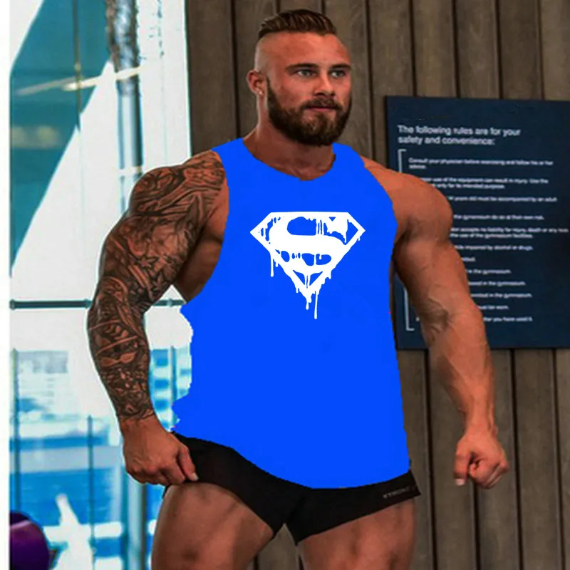 11 Новое поступление для бодибилдинга tanktop Superman Gym рубашка без рукавов Мужская майка для фитнеса Спортивная тренировочная майка для бега - Цвет: 11