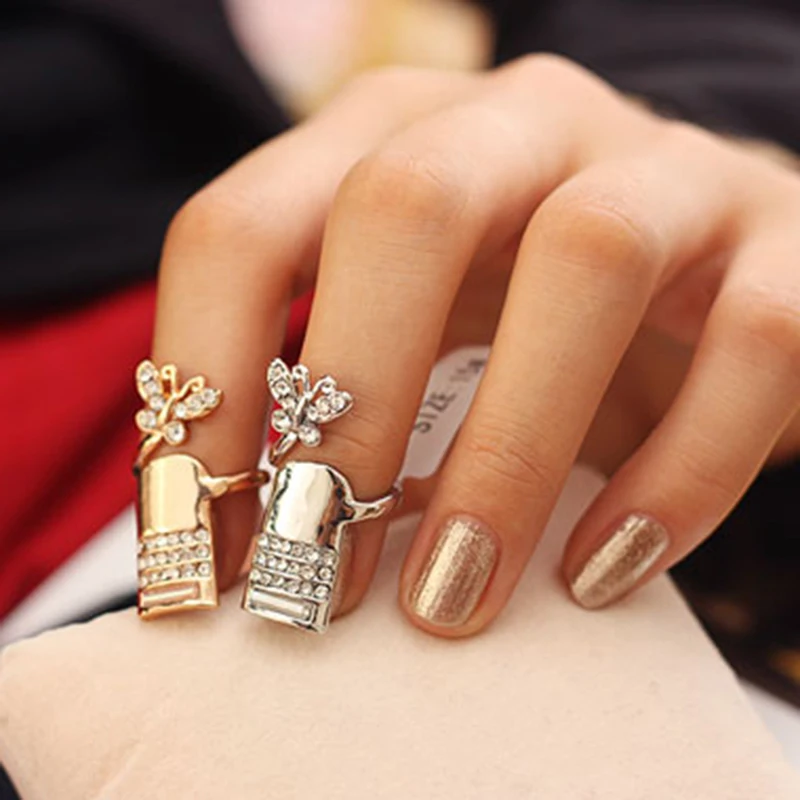 Абсолютно новые модные титановые стальные наконечники для ногтей кольца с