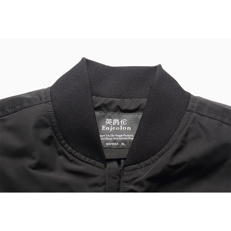 Enjeolon brand Bomber jackets coat men fall black solid Mens jcaket coats male stand collar jacket JK606 | Мужская одежда