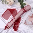 Элегантные женские длинные перчатки iiniim с пальцами для взрослых, свадебные прозрачные тюлевые варежки, перчатки для свадебной вечеринки, аксессуары для выпускного вечера