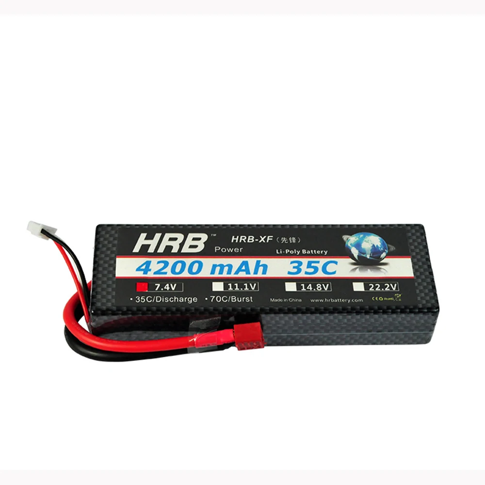 HRB RC Lipo 2S Аккумулятор 7 4 в 4200 мАч 5200 6000 7000 8000 55C 60C 100C Жесткий Чехол для 1/10 Scale Trx4