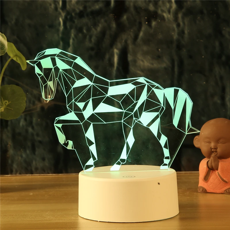Ночник с 3d подсветкой Sky Horse настольная лампа сенсорным светодиодным индикатором