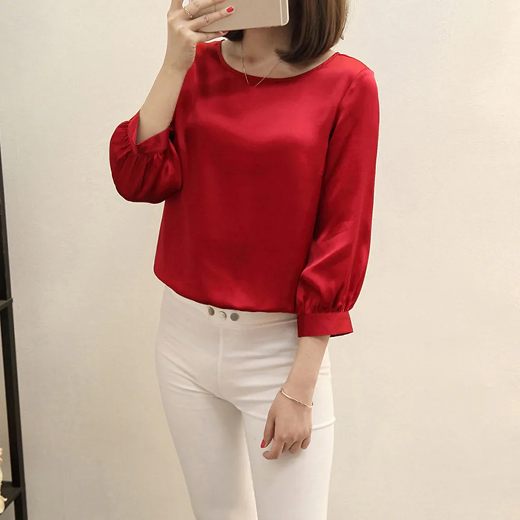 Женская блузка feitong Повседневная Свободная с круглым вырезом 2019|Блузки| |