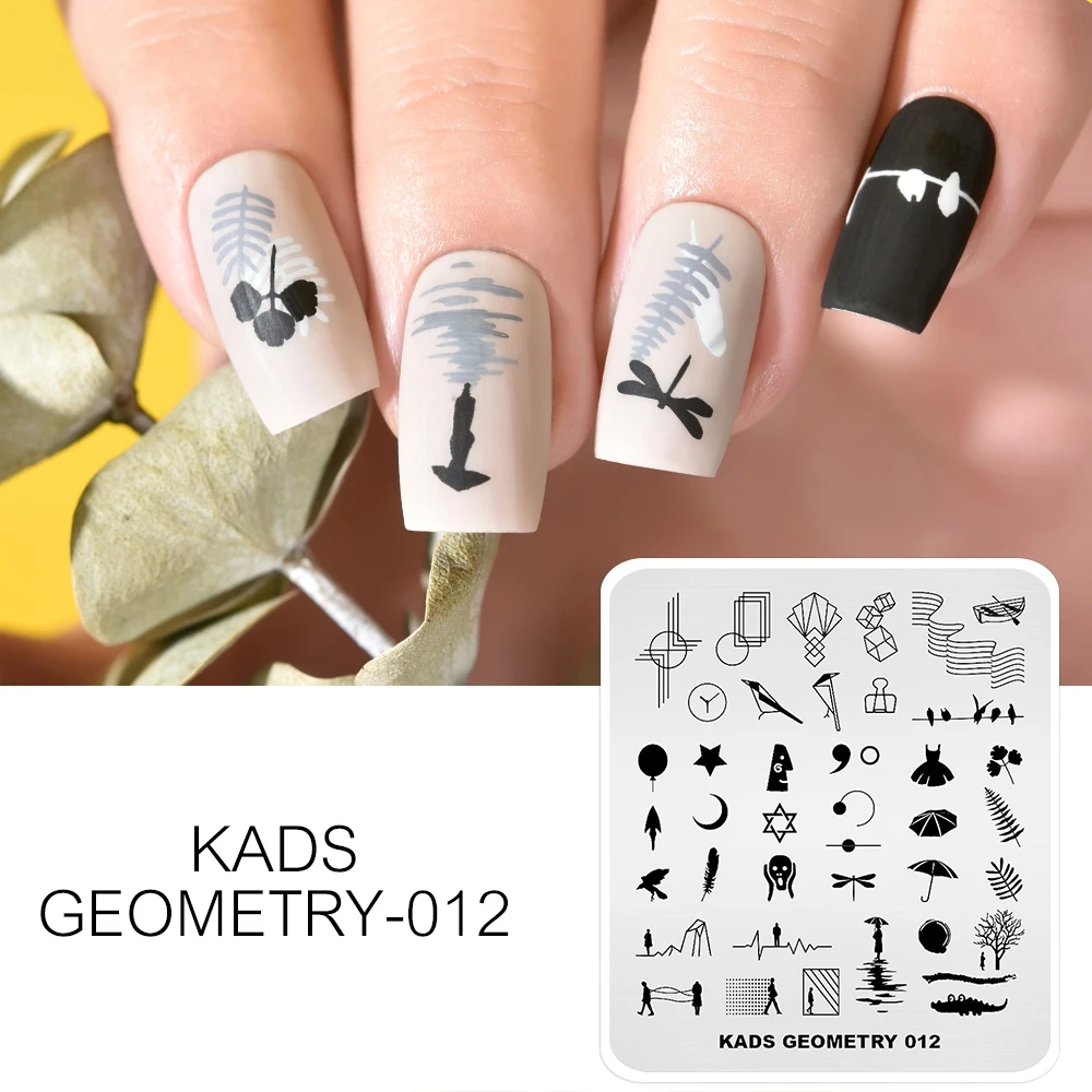 KADS новые пластины для штамповки ногтей Геометрическая серия изображений Печать
