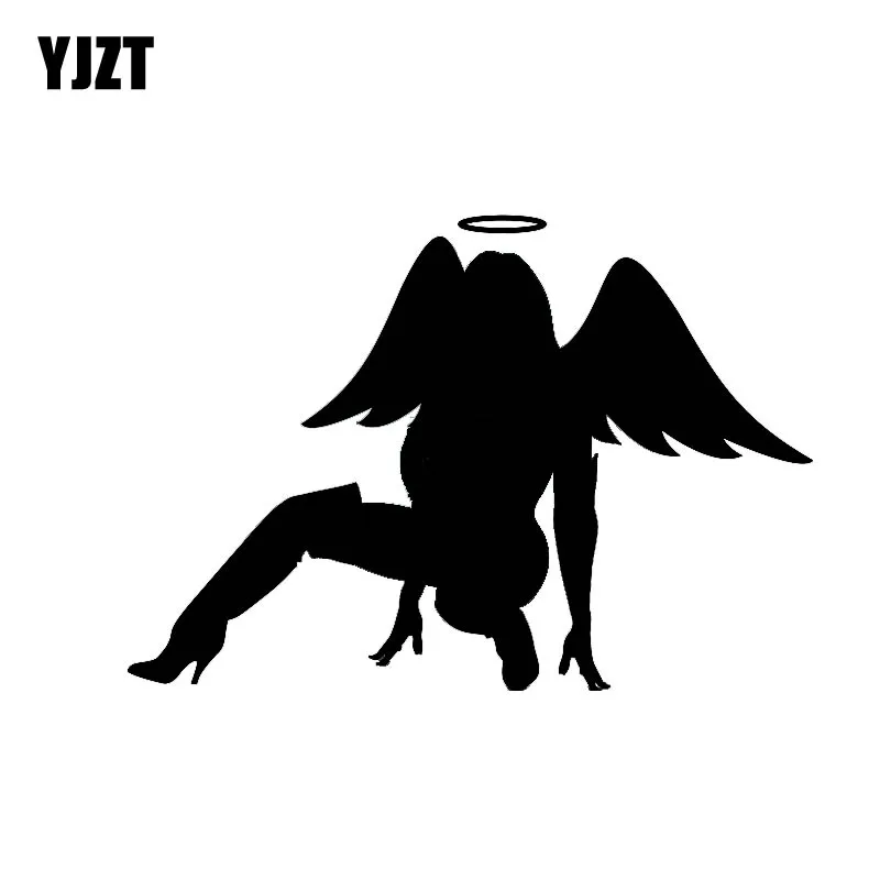 

YJZT 15,5*10,7 см загадочная Сексуальная наклейка с обнаженным ангелом Silhoutte крутая дизайнерская Автомобильная наклейка черное/серебряное покры...