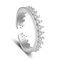 xiyanike silver color new zircon roman crown open rings for women lady hypoallergenic sterling silver jewelry vrs2120