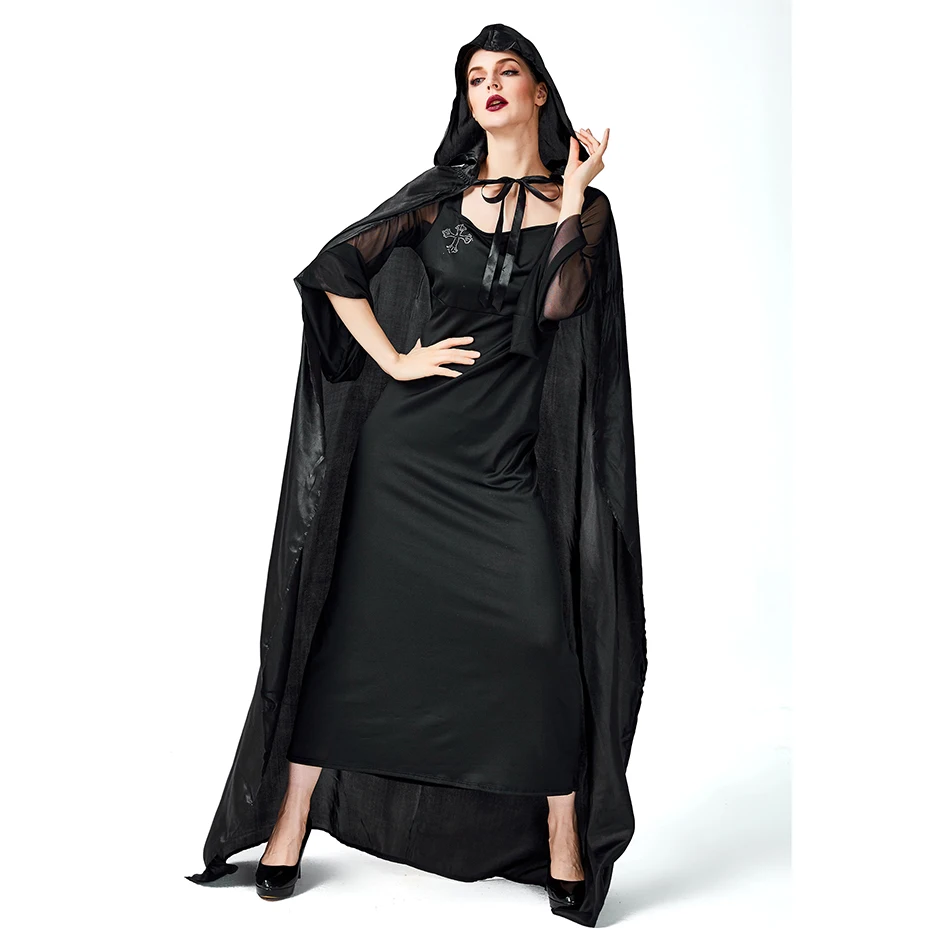 Хэллоуин вечерние костюмы для взрослых Черный ужас ведьмы крест подавление злых