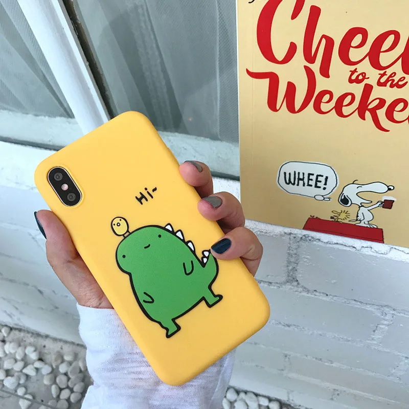 JiBan милый мультфильм Динозаврик мобильного телефона чехол для iPhone 6 6s 7 8 plus X XS MAX XR