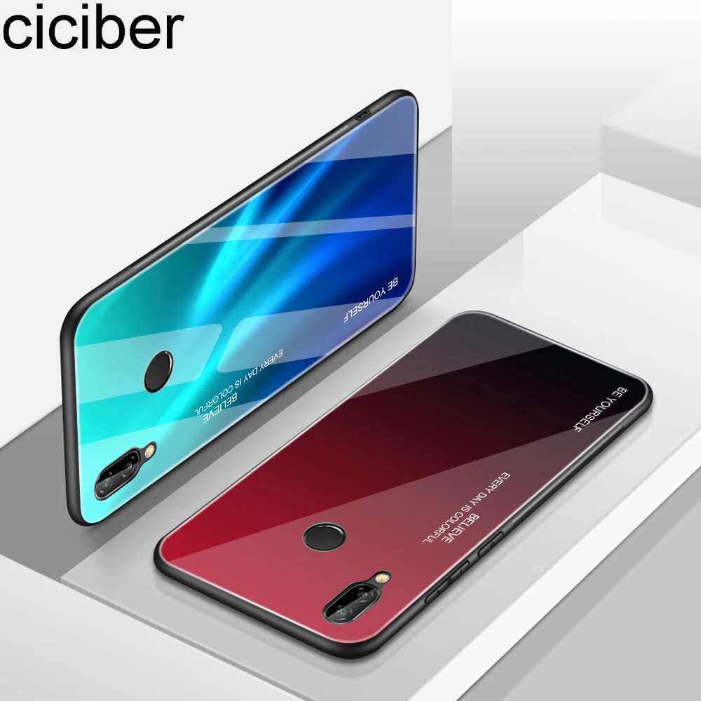 ciciber Gradient Tempered Glass Cover for Huawei P20 Pro Hard Back Colored Phone case huawei Lite Coque Funda Capa |
