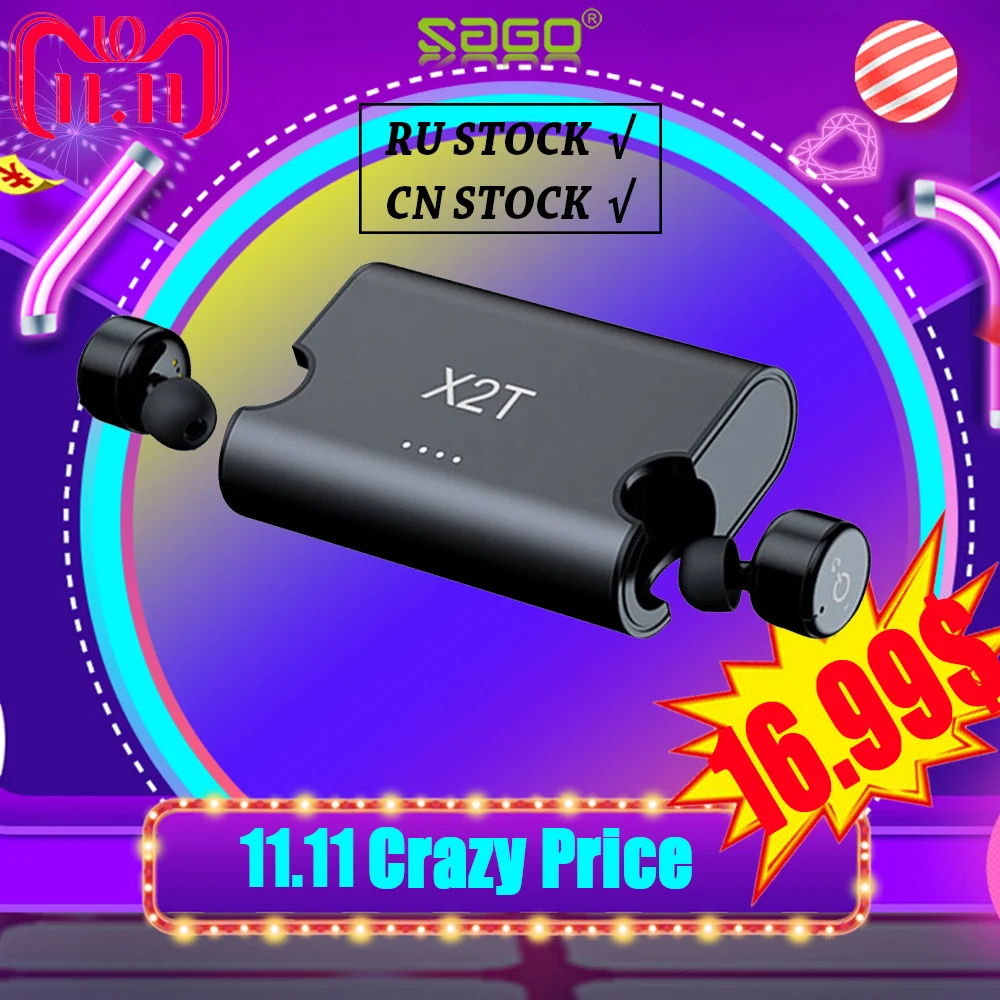 True беспроводной наушники близнецов X2T Bluetooth CSR4.2 стерео с магнитной зарядное