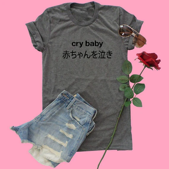 Плакса японский футболка для младенцев девочек harajuku гранж эстетику 90s модные