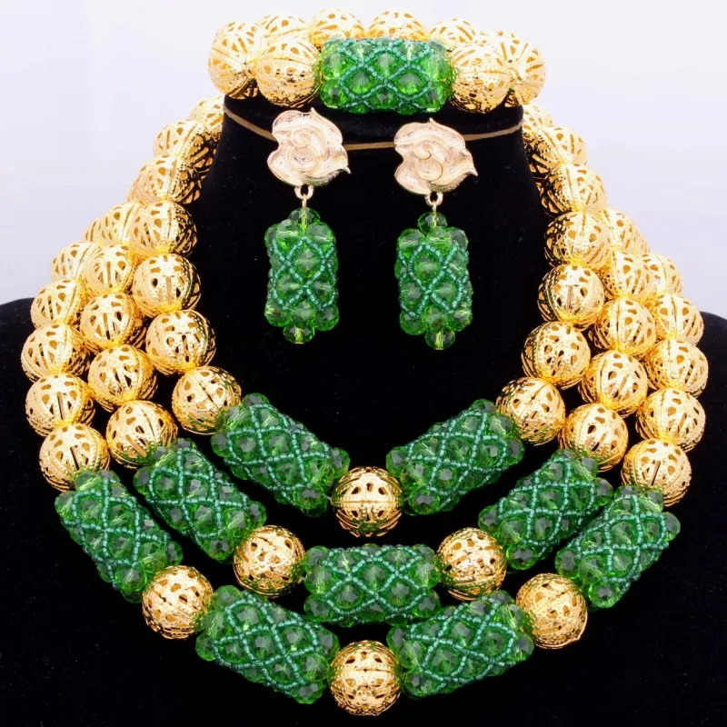 4 ujewelry Дубай Jewellery Gold Зеленый шарики африканская Бусины нигерийской свадьбы