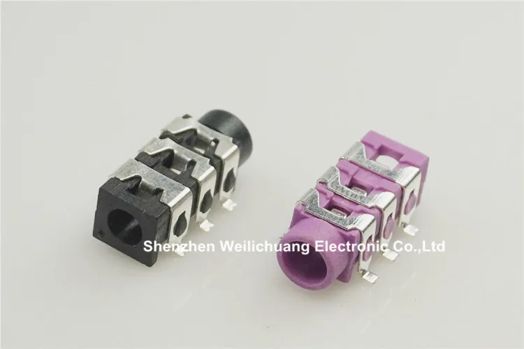 100 шт. в модели розовый и черный разъем для телефона диаметр 3 5 мм 6 Pin SMD Тип