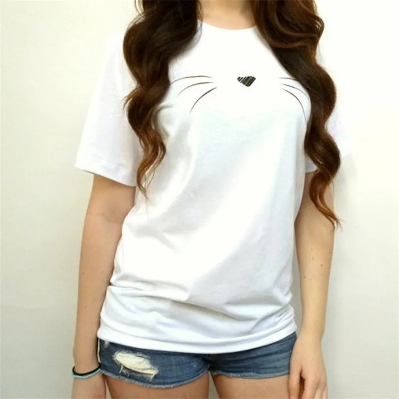 Футболка женская повседневная хлопковая с принтом кота|tee shirt femme|t catshirt femme |