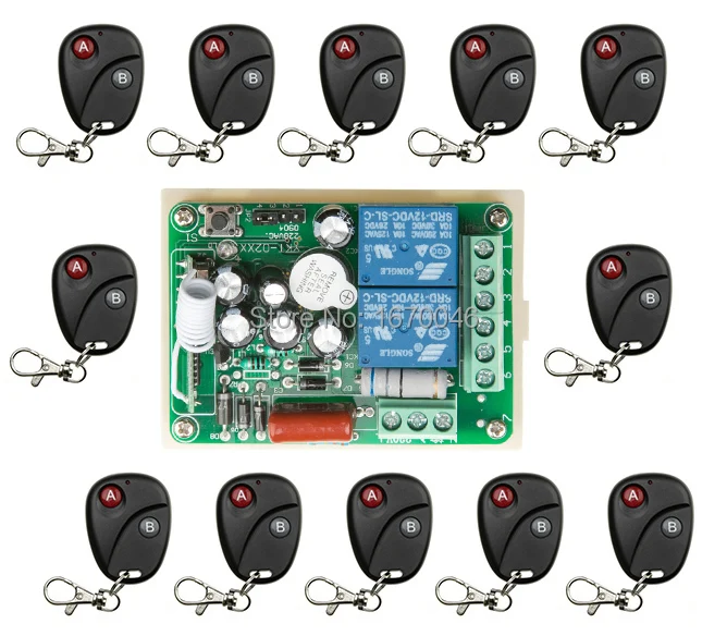 

AC220V 2CH 2Channe Wireless Remote Control Switch System teleswitch 1*Receiver + 12*Transmitters for Appliances Gate Garage Door