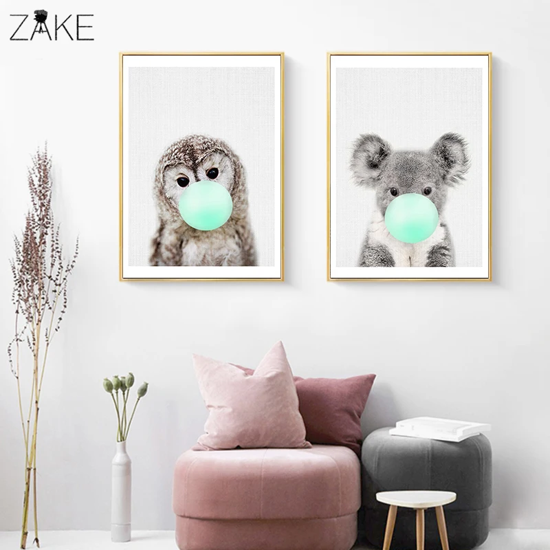 

Baby Animal Lion Owl Fox Deer Koala Canvas Poster Nursery Wall Art Print Painting Nordic Picture Children Bedroom Decoration