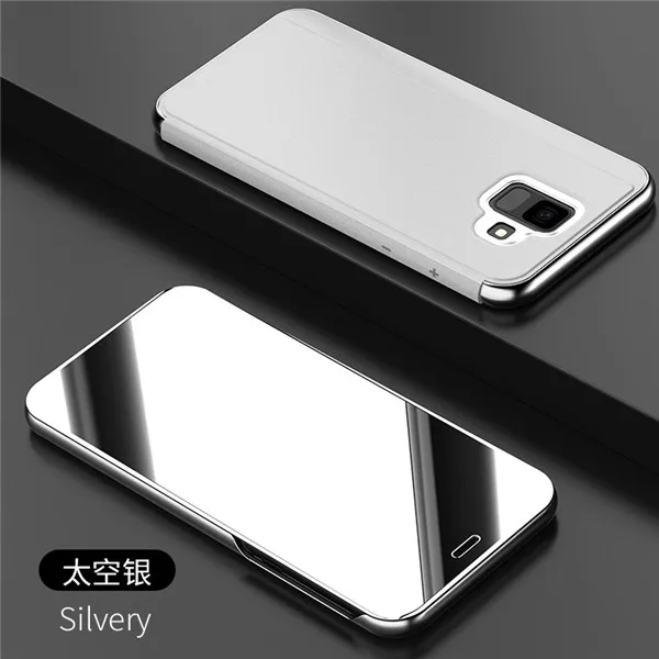 Умный зеркальный флип-чехол для samsung Galaxy S10 S8 S9 Plus Note 9 A6 A8 A50 J6, чехол для huawei P30 P20 Pro mate 20 Lite - Цвет: silver