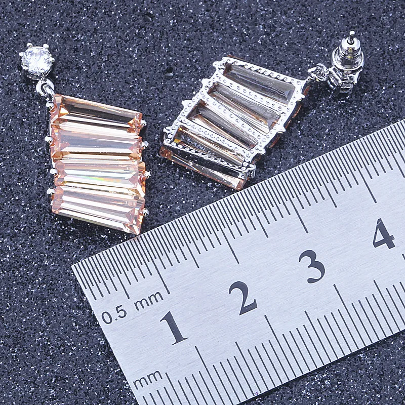 Женские серьги подвески серебряного цвета очаровательные шампанского с