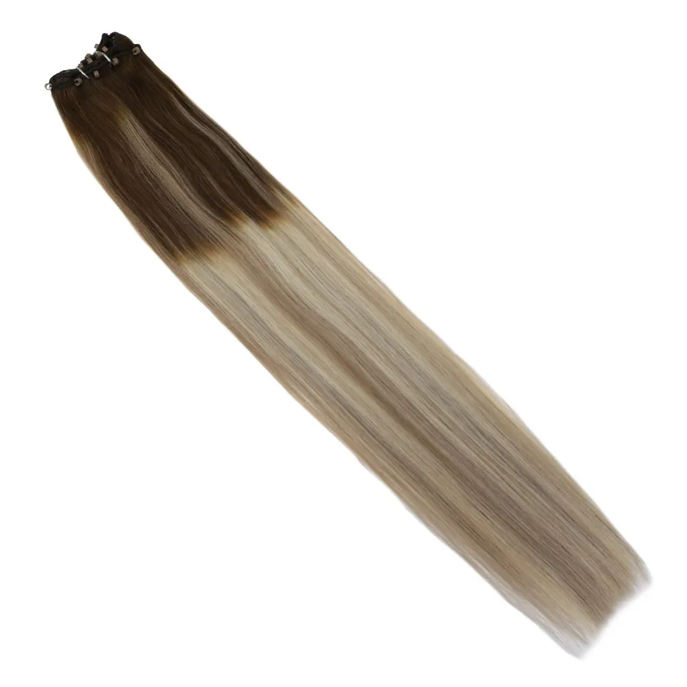 Moresoo Balayage цветные Уток#4 коричневый выцветание до#18 блонд с#60 блонд микро бусины Уток Наращивание волосы remy 50-70 г/упак