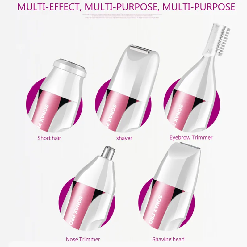 Rechargeable Depilador Facial 5 in 1 Electric Hair Remover Set Comes with Detachable Attachments for Your Body Removal | Бытовая