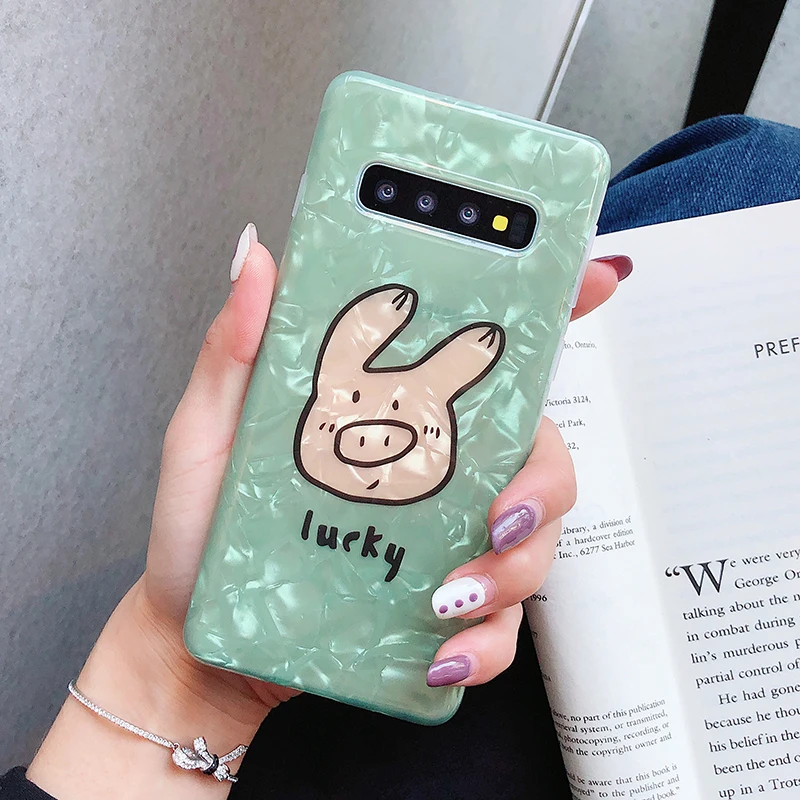 Чехлы YHBBCASES для Samsung Galaxy S8 S9 S10 Plus мягкие чехлы с мультяшным рисунком счастливой