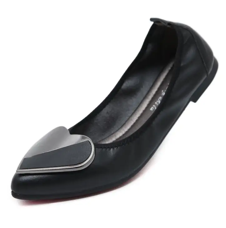 

Xgravity Hot Big Size Heart Shaped Flat Shoe Comfortable Woman's Leisure Ballet Flats Fashion Woman Student Foldable Shoes C140
