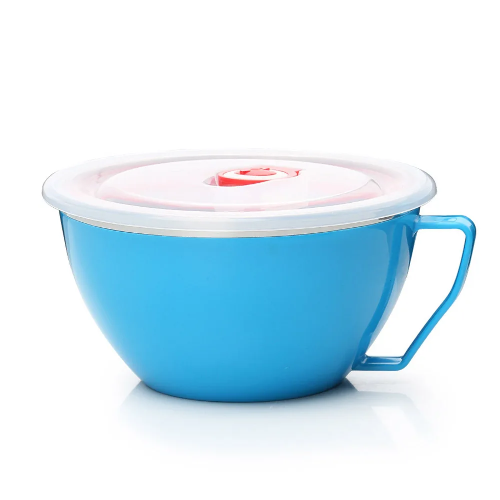 Высокое качество 900 мл миска для лапши с ручкой крышки из нержавеющей стали