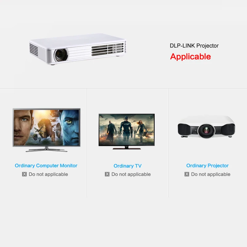 Le видения 3D Active Очки для DLP link Bluetooth Активные стереоскопического ТВ проектор epson