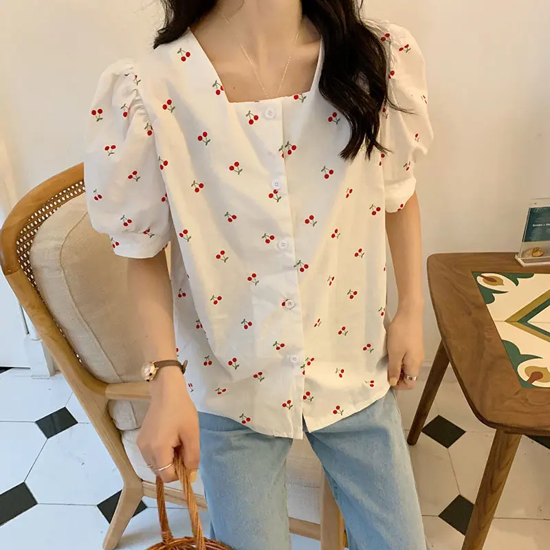 Модная винтажная элегантная летняя Милая стильная рубашка Hzirip с квадратным