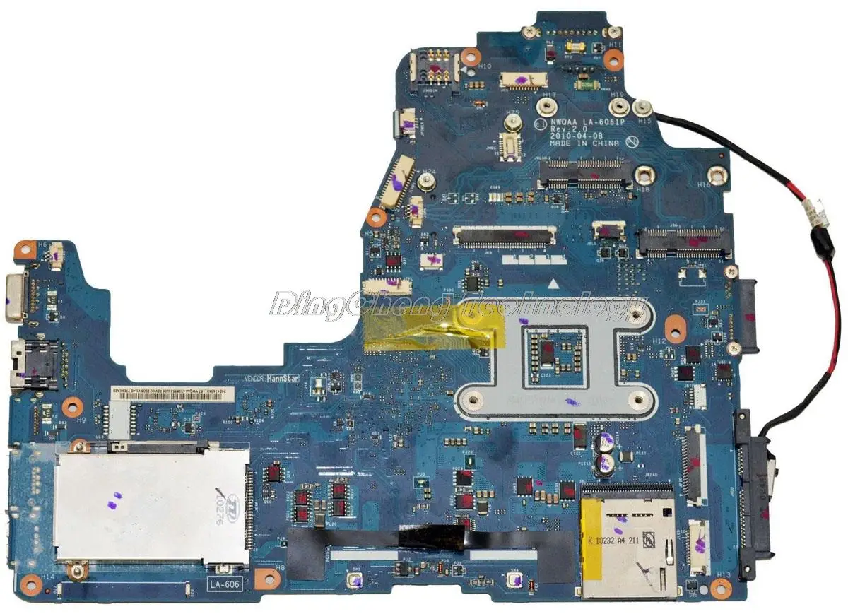 

Laptop Motherboard For Toshiba Satellite A660 A665 NWQAA LA-6061P K000104250 Rev 2.0 HM55 DDR3 Mainboard