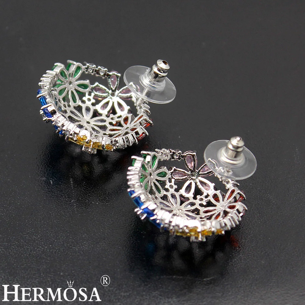 

Beautiful Mixcolor Women Earrings Sterling Silver Color Sapphiree Garnetcitrine Birthstone Jewelry 1 inch Free Shipping