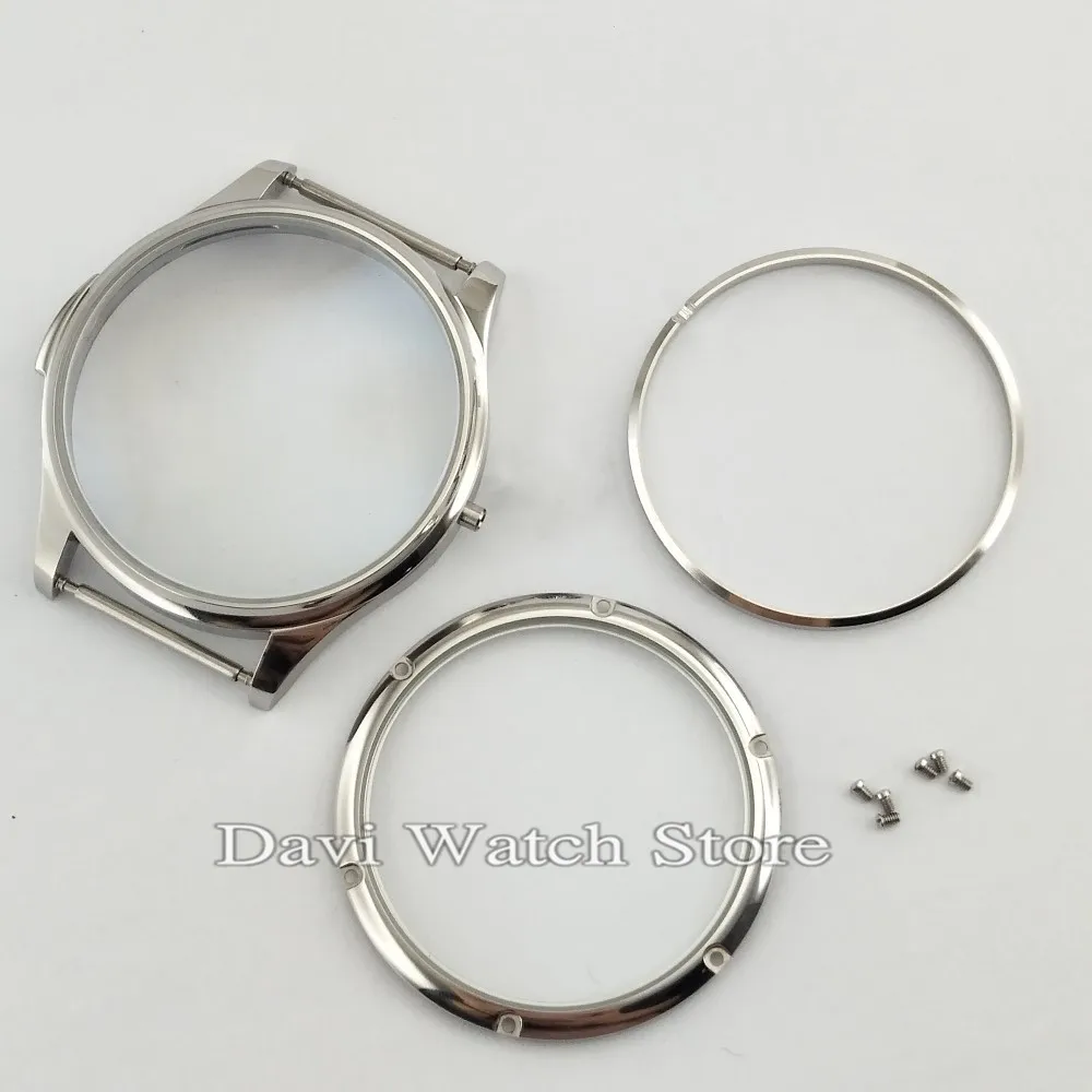 parnis 44mm silver case 316L steel fit eta 6497 6498 Seagull st36 movement watches | Наручные часы