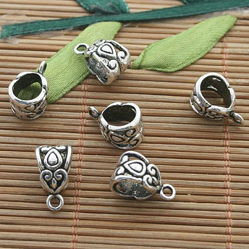 

100pcs dark silver tone 2sided crafted bails connector design h3227
