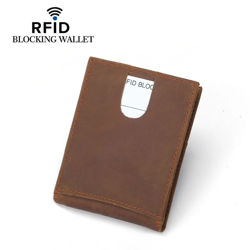 RFID винтажный блокирующий зажим для банкнот мужской тонкий мини-кошелек мужской маленький кошелек Кредитная карта доллар цена