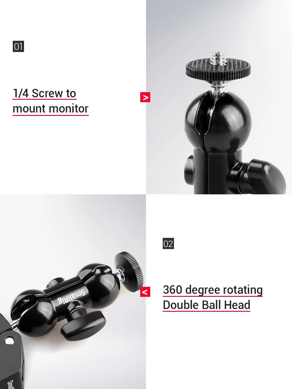 SmallRig многофункциональная двойная шаровая Головка зажим для DJI Ronin Gimbal DSLR камера+ набор ручки блокировки для крепления мониторов Led-1138
