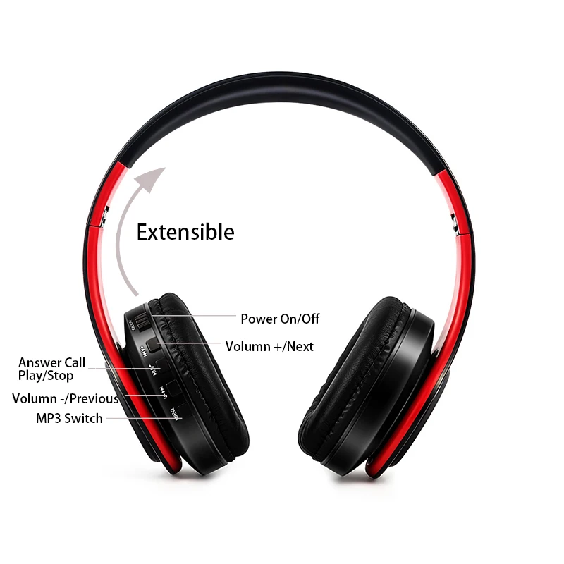 Складные беспроводные Bluetooth наушники с сабвуфером Hi Fi стерео спортивная