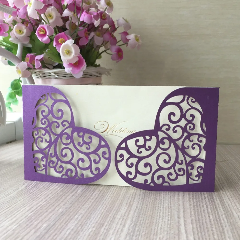 

35pcs Laser Cut Heart Design Wedding Invitations Card Birthday Party Invitations Greeting Blessing Card