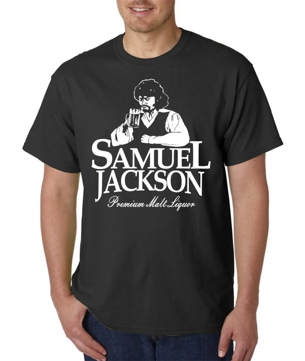 Samuel Jackson Malt Liquor T-Shirt - Funny Beer Parody Chappelle Movie Blu Tee | Мужская одежда