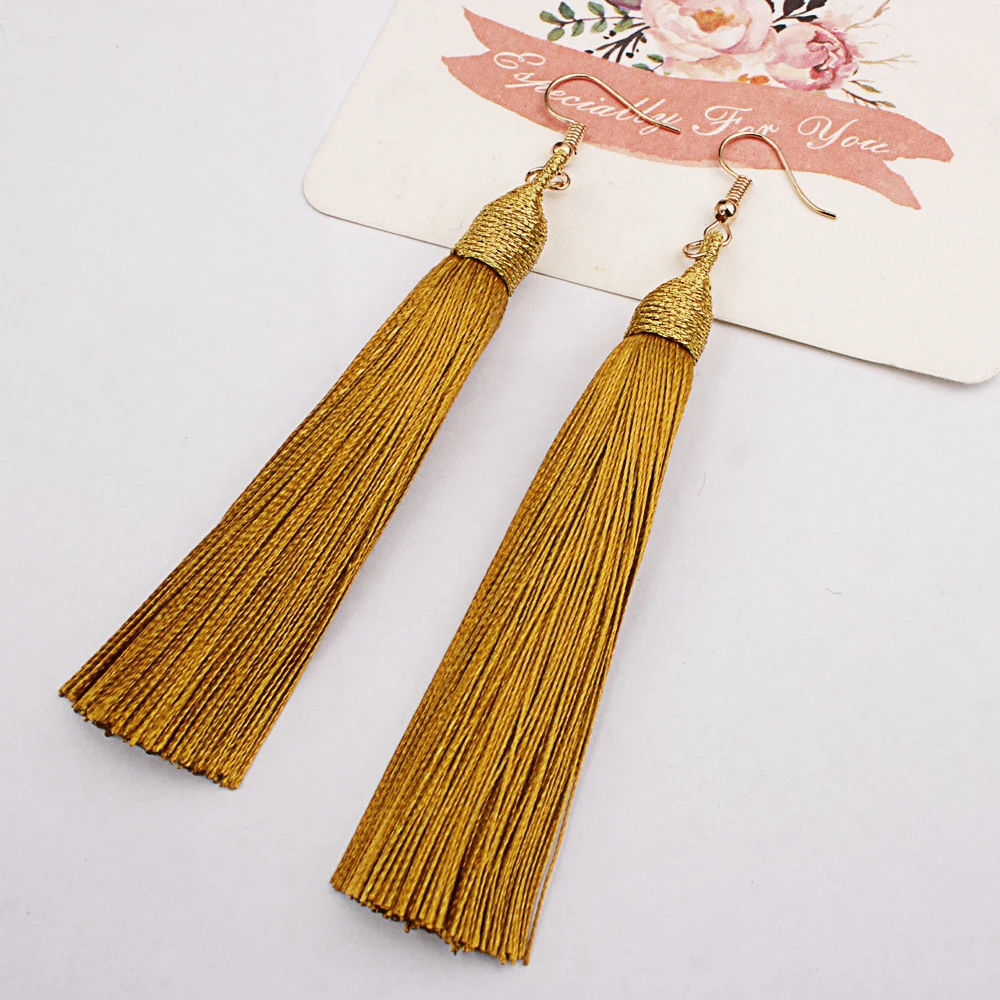 2019 длинные серьги с кисточками для женщин Boho Висячие Fring винтажные массивные