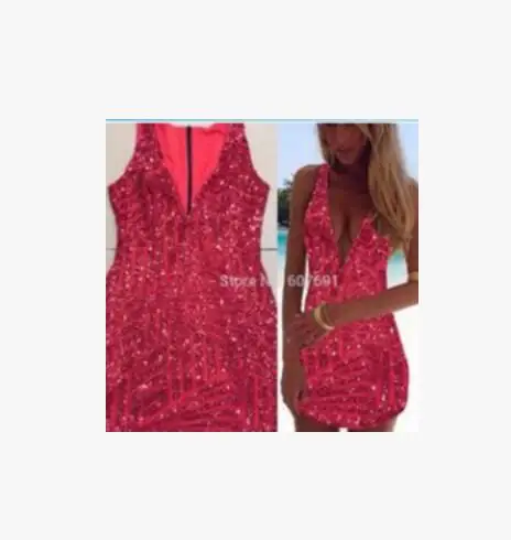 Женское мини-платье JOYINPARTY блестящее платье с глубоким вырезом и золотыми