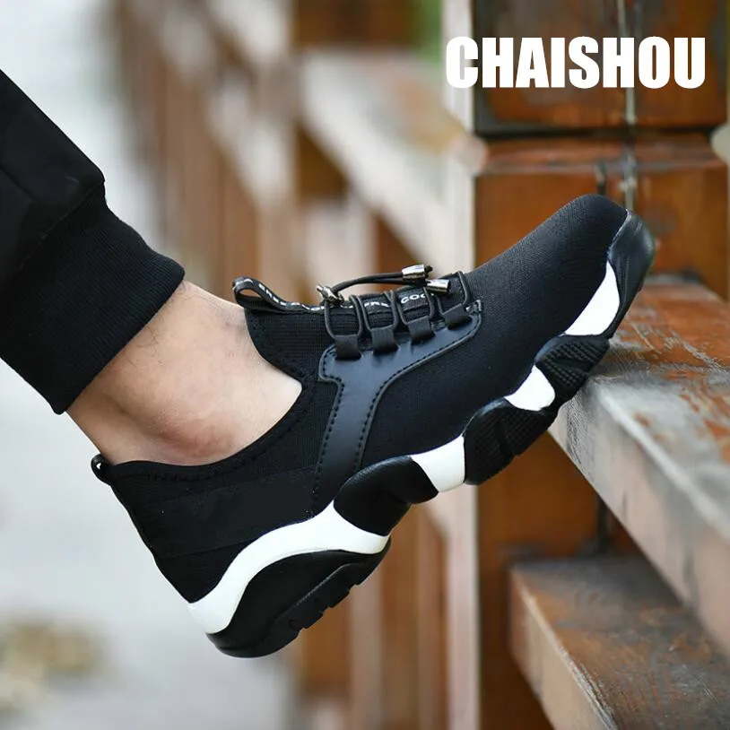 Мужские рабочие ботинки CHAISHOU летающая проволока плетеный стальной носок дышащая